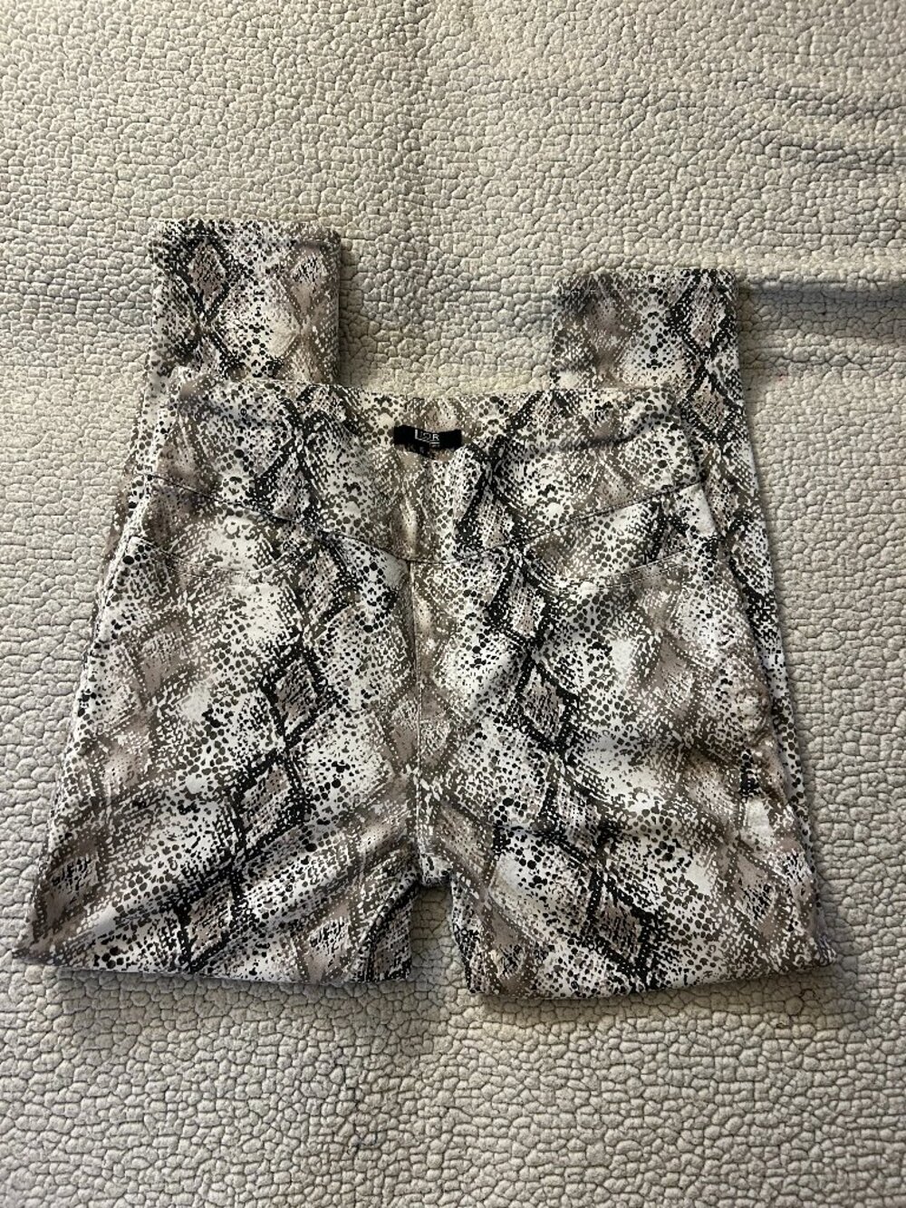 Lior Paris -- white/ beige/ black cotton blend snakeskin deisgn slim pants